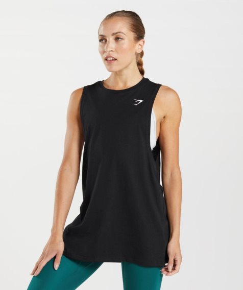 Women's Gymshark Training Drop Arm Tanks Black | CA NDA530